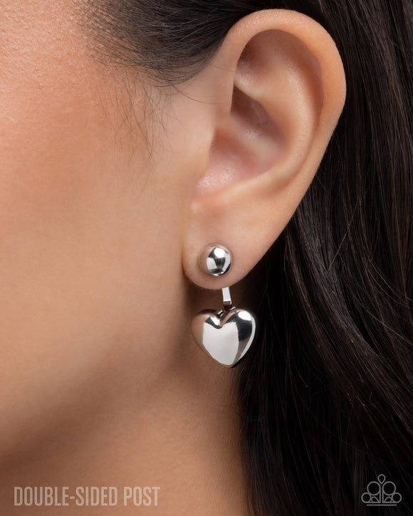 Flirty Finale - Silver - Double-sided Post Earrings