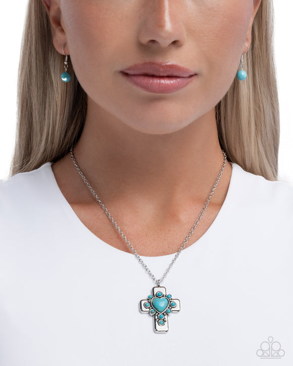 Heavenly Color - Blue - Cross Necklace