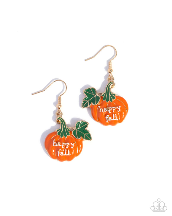 Autumn Affair - Orange - Happy Fall Pumpkin Earrings
