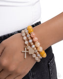 Divine Delight - Yellow - Inspirational Cross Stretch Bracelet