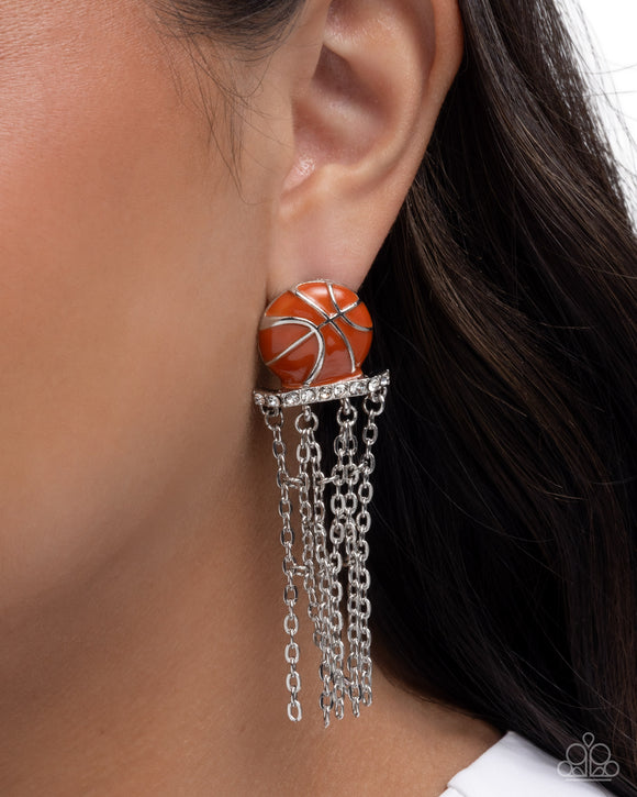 Slam Dunk Shimmer - Orange - Basketball Earrings