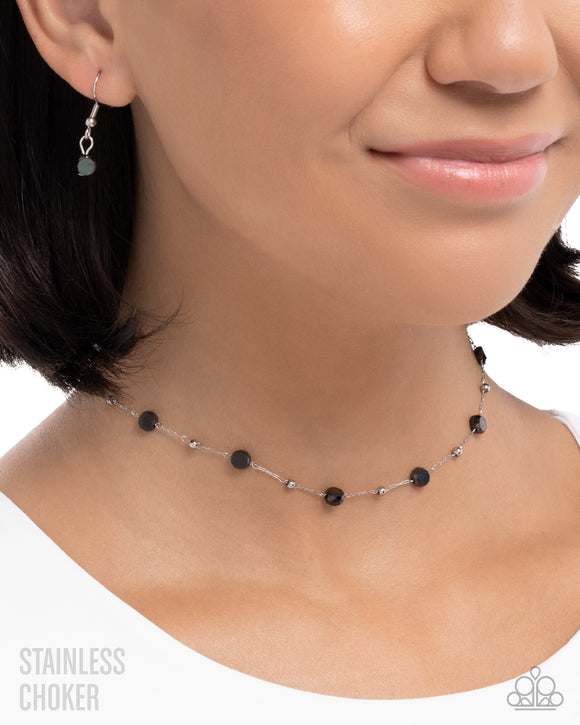Defaced Decadence - Black - Stainless Choker Necklace
