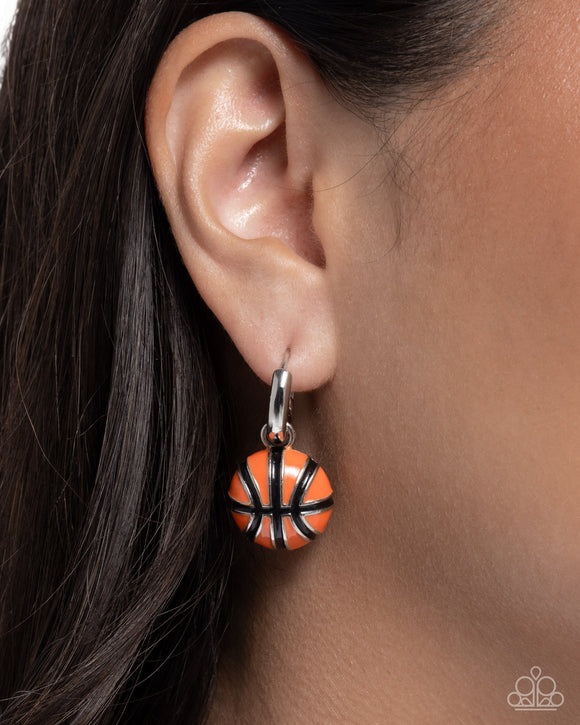 Adorable Airball - Orange - Basketball Hoop Earrings