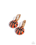 Adorable Airball - Gold - Basketball Hoop Earrings