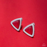 Triangular Taste - Red - Clip-on Earrings