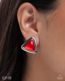 Triangular Taste - Red - Clip-on Earrings