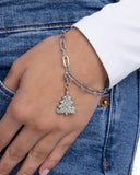 Elaborate Evergreen - White - Rhodium Charm