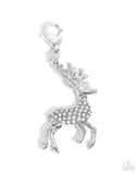 Leading Reindeer - White - Rhodium Charm