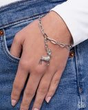 Leading Reindeer - White - Rhodium Charm