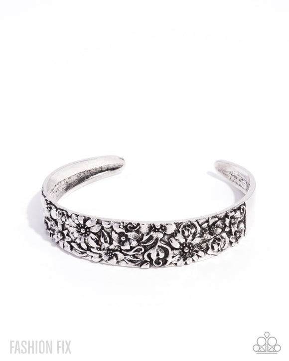 Abundantly Antiqued - Silver Cuff Bracelet - Glimpses of Malibu August 2025 - Paparazzi Accessories - FF0825