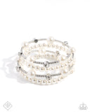 Adorably Amiable - White Coil Bracelet - Fiercely 5th Avenue April 2025 - Paparazzi Accessories - FF0425