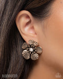 Blossoming Backdrop - Brass - Clip-On Earring