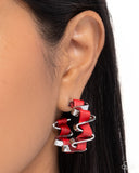 Captivating Corkscrew - Red - Hoop Earring
