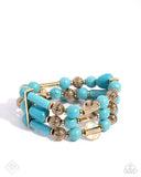 Coachella Confidence - Blue Crackle Stone Gold Stretchy Bracelet - Simply Santa Fe January 2025