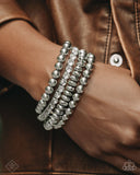 Confined Character - White Rhinestone Silver Bracelets - Magnificent Musings January 2025