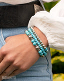 Earthy Express - Blue Turquoise Crackle Stone Stretchy Bracelets - Simply Santa Fe August 2025 - Paparazzi Accessories - FF0825