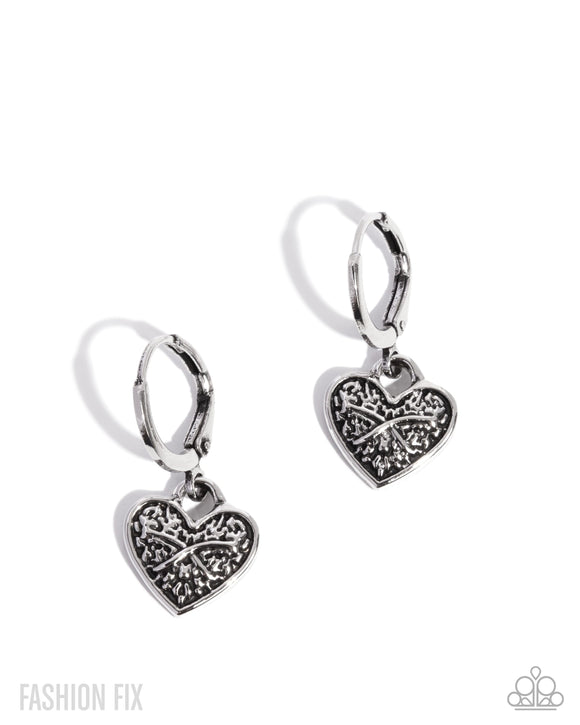 Enduring Effort - Silver Heart Hinge Hoop Earrings - Glimpses of Malibu August 2025 - Paparazzi Accessories - FF0825