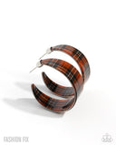Fabulous Flannel - Brown Earrings - Sunset Sightings December 2025 FF1225 - Paparazzi Accessories