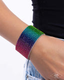 Fade Out - Multi Rainbow Rhinestone Snap Bracelet - Black Diamond Exclusive - Paparazzi Accessories