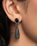 Festival Fame - Black & Silver Post Earrings - Paparazzi Accessories FF1224