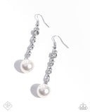 Genial Glam - White Earrings - Fiercely 5th Avenue April 2025 - Paparazzi Accessories - FF0425