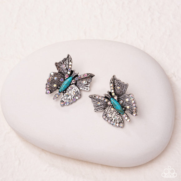 Hovering Harmony - Blue - Butterfly Post Earrings