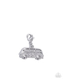 Mom Taxi - White - Rhodium Plated Charm