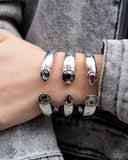 Opulent Obeisance - Multi Gem Silver Hinge Bracelet - Paparazzi Accessories FF1224