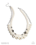 Radiant Repetition  - White Necklace - Fiercely 5th Avenue August 2025 - Paparazzi Accessories - FF0825