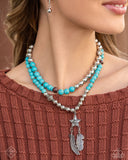 Restful Radiance - Blue Crackle Stone Silver Necklace - Paparazzi Accessories FF1224