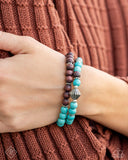 Restful Review - Blue Crackle Stone & Wooden Beads Stretchy Bracelets - Paparazzi Accessories FF1224