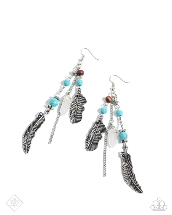 Restful Runway - Blue Crackle Stone Silver Fishhook Earrings - Paparazzi Accessories FF1224