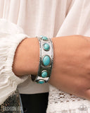 Rustic Road - Blue Turquoise Crackle Stone Silver Cuff Bracelet - Simply Santa Fe August 2025 - Paparazzi Accessories - FF0825