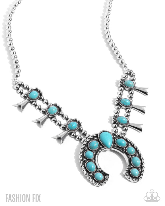 Rustic Route - Blue Necklace - Simply Santa Fe August 2025 - Paparazzi Accessories - FF0825