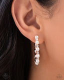 Shimmery Scope - Rose Gold & White Pearls Hoop Earrings - Paparazzi Accessories FF1224