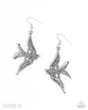 Show Me The World - White Rhinestone Fishhook Earrings - Sunset Sightings August 2025 - Paparazzi Accessories - FF0825