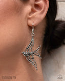 Show Me The World - White Rhinestone Fishhook Earrings - Sunset Sightings August 2025 - Paparazzi Accessories - FF0825
