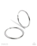 Surmounting Sheen - Silver - Stainless Steel Hoop Earrings - LOP1025