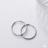 Surmounting Sheen - Silver - Stainless Steel Hoop Earrings - LOP1025