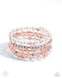 To An Elegant Extent - Rose Gold & White Pearls Coil Bracelet - Paparazzi Accessories FF1224