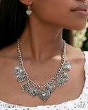 Vintage Showdown - Silver Necklace - Glimpses of Malibu August 2025 - Paparazzi Accessories - FF0825