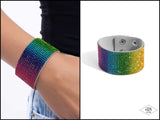 Fade Out - Multi Rainbow Rhinestone Snap Bracelet - Black Diamond Exclusive - Paparazzi Accessories