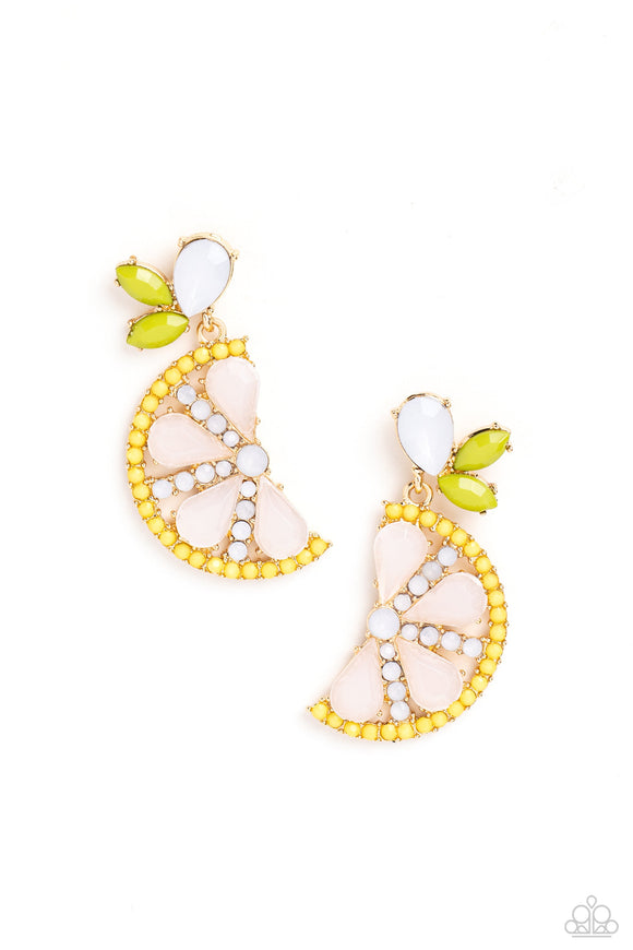 Slice of Summer - Yellow Paparazzi Lemon Earrings