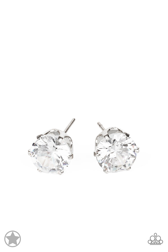 Just In TIMELESS - White - Paparazzi April Rhimestone Birthstone Earrings Blockbuster