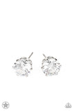 Just In TIMELESS - White - Paparazzi April Rhimestone Birthstone Earrings Blockbuster