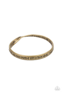 Perfect Present - Brass - Paparazzi Accessories Inspirational Bangle Bracelet