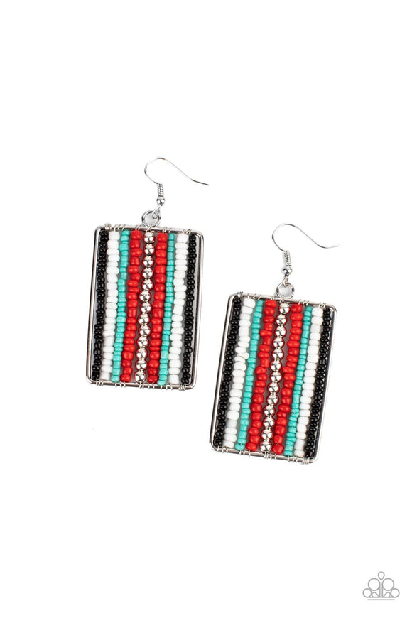 Beadwork Wonder - Red - Sead Bead Earrings - Paparazzi Accessories