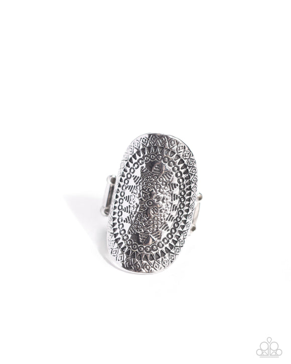 Island Influence - Silver - Paparazzi Oversized Tribal Ring