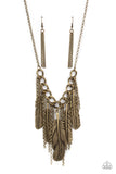 NEST Friends Forever - Brass - Paparazzi Accessories Feather Necklace