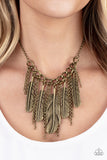 NEST Friends Forever - Brass - Paparazzi Accessories Feather Necklace